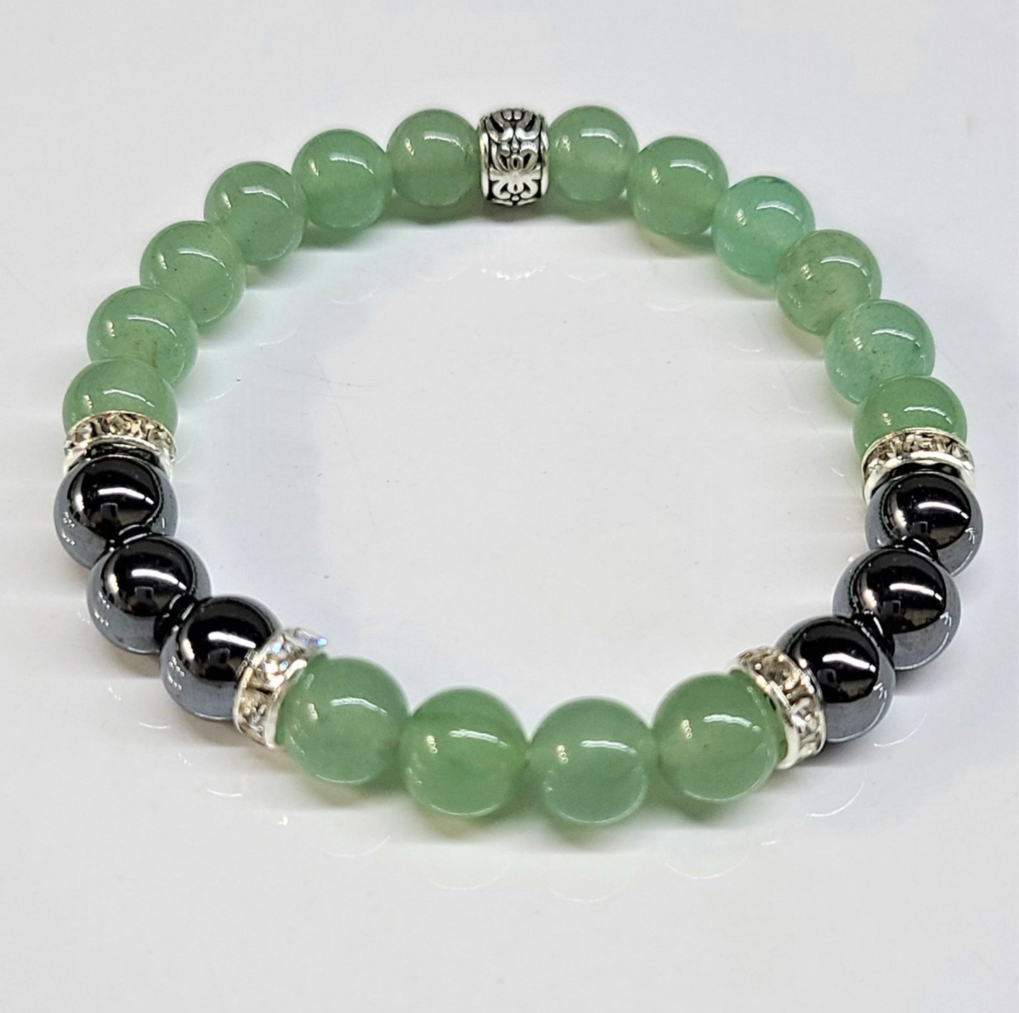 Aventurine & Hematite Round Bead Bracelet - Balanced  Prosperity
