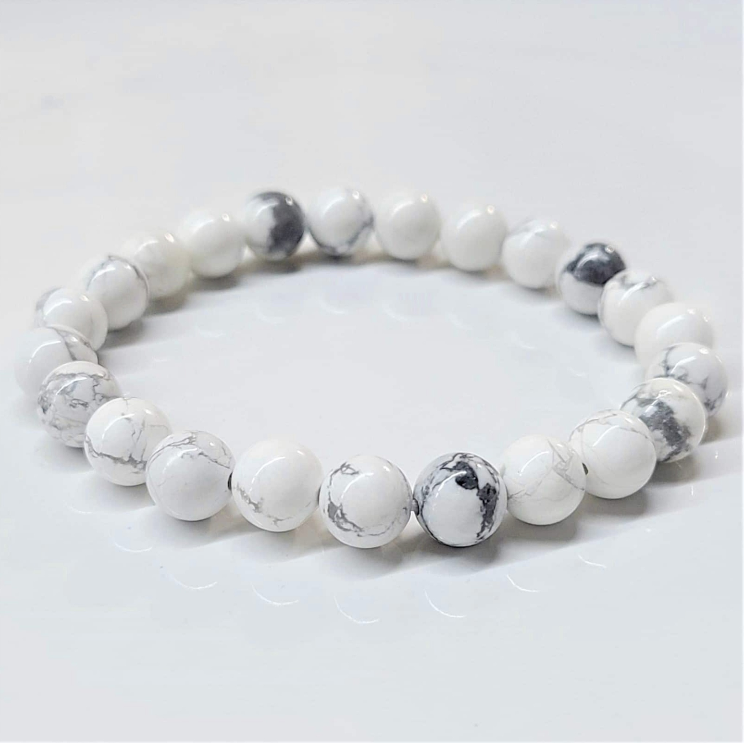 Howlite Round Bead Bracelet - Anger Eater