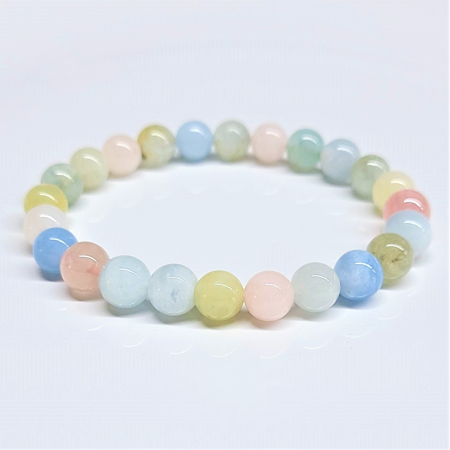 Morganite Round Bead Bracelet 8mm - Gentle Healing