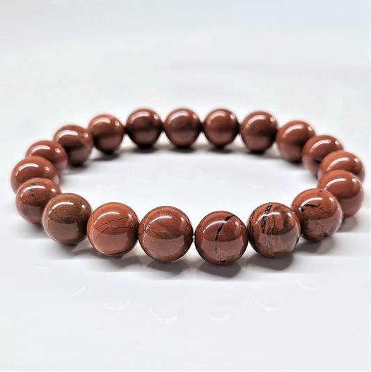 Red Jasper Round Bead Bracelet - Enduring Vitality
