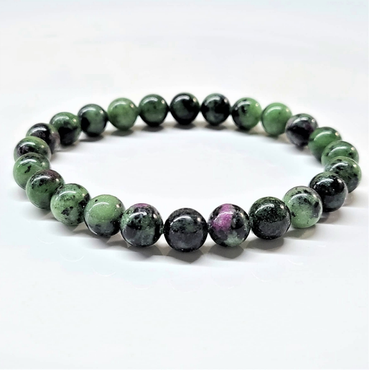 Ruby Zoisite Round Bead Bracelet - Willpower