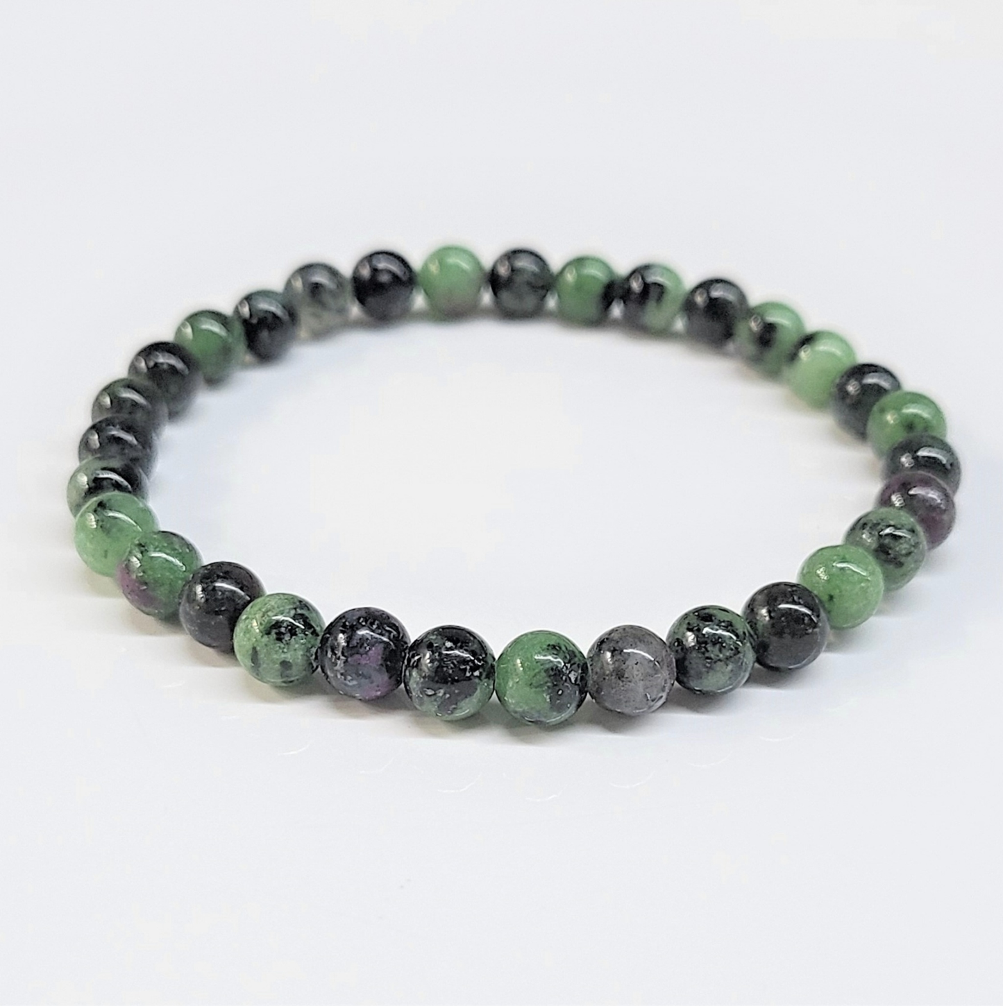 Ruby Zoisite Round Bead Bracelet - Willpower