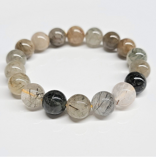 Rutilated Quartz Round Bead Bracelet 10mm - Spiritual Illumination