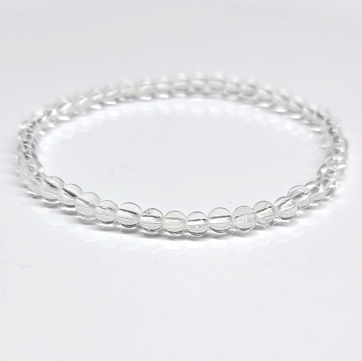 Clear Quartz Round Bead Bracelet 4mm - Amplifies Intent