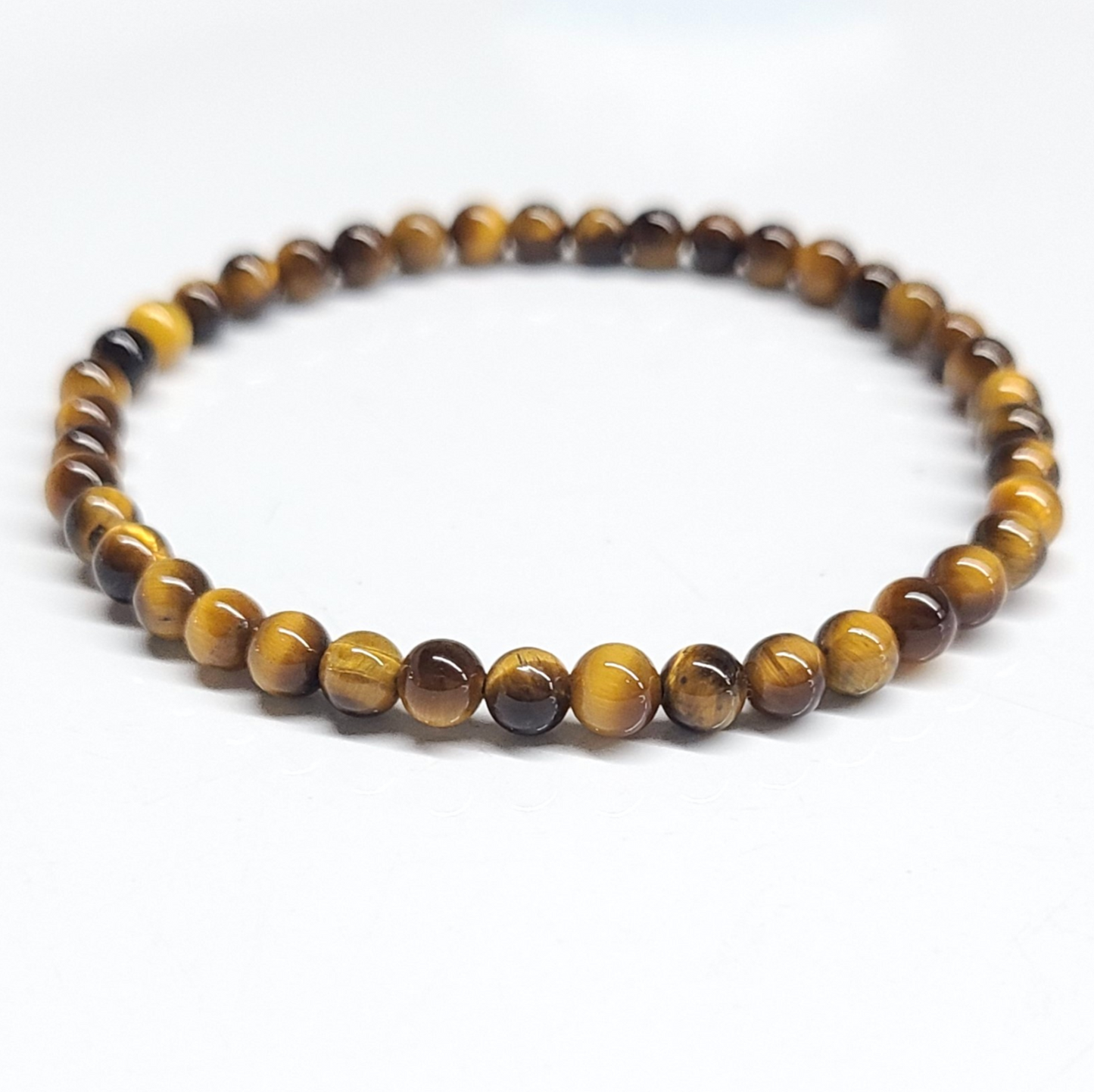 Tiger Eye Round Bead Bracelet 4mm - Grounded Balance