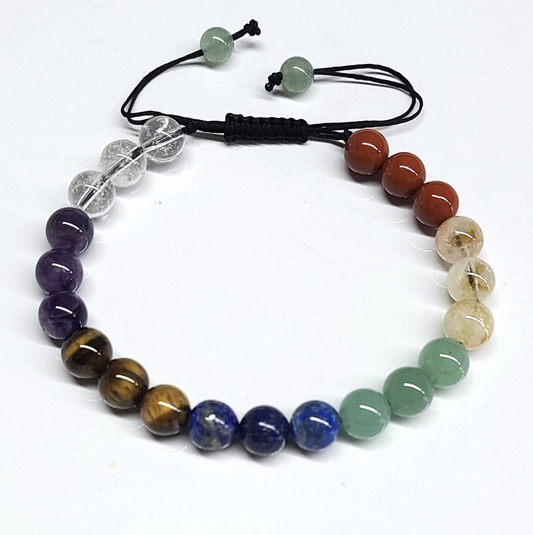 Chakra Adjustable Round Bead Bracelet 8mm - Pride Power