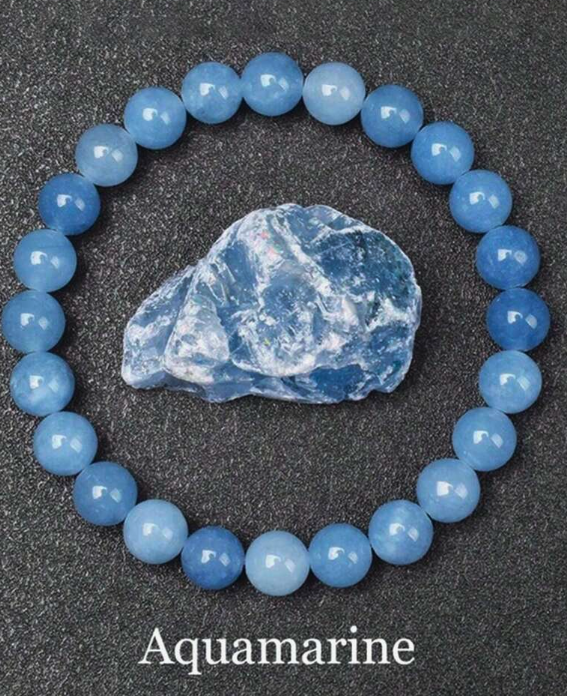 Natural Aquamarine Beaded Bracelet – Embrace tranquility and clarity