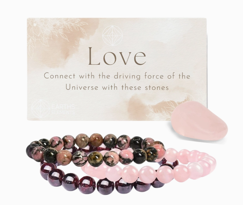 Intentions Bracelet Set – Love (Rose Quartz, Rhodonite & Garnet)
