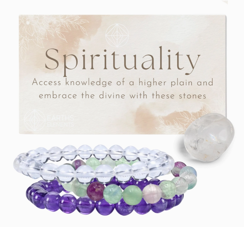 Intentions Bracelet Set – Spirituality (Clear Quartz, Amethyst & Fluorite)