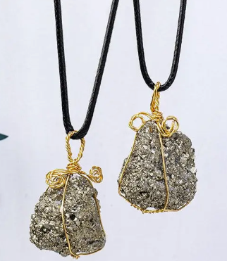 Handmade Pyrite Necklace – Genuine Crystal for Abundance & Strength