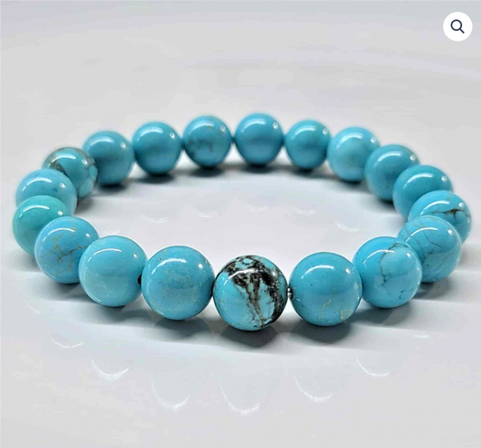 Blue Howlite Round Bead Bracelet - The Anger Eater