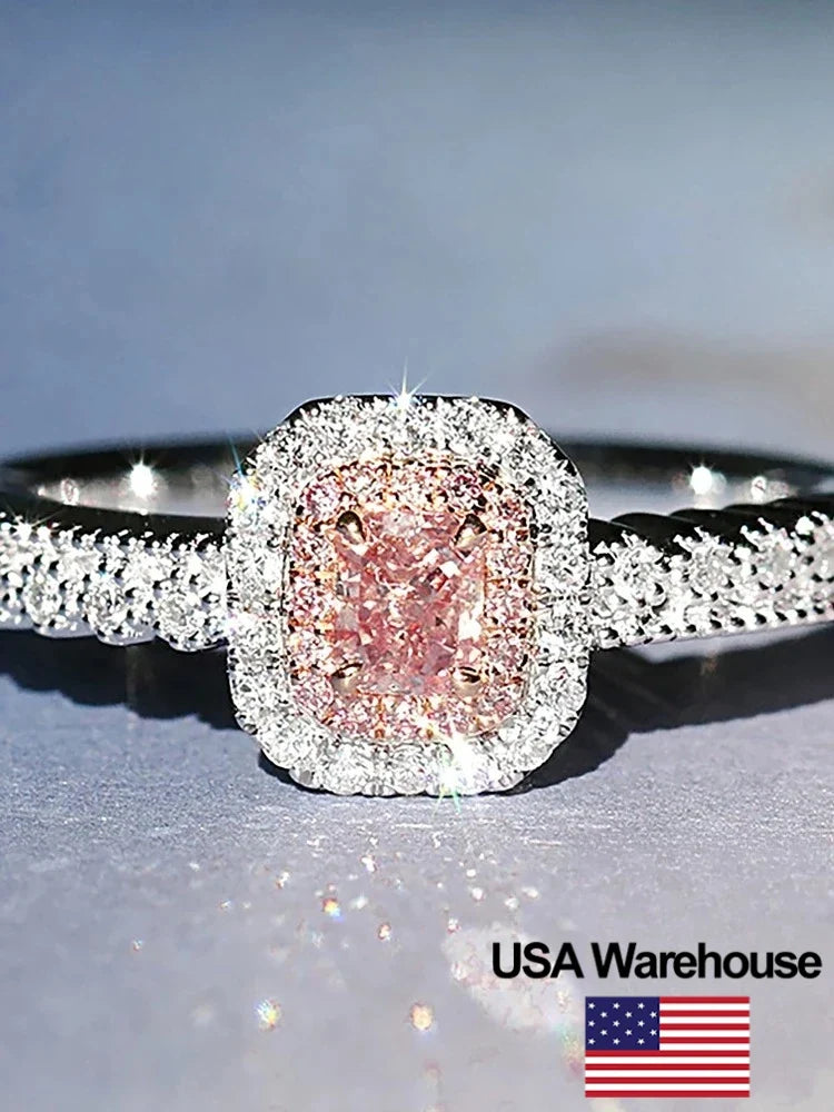 925 Sterling Silver Fashion Delicate Sweet Pink Zircon Ring For Women Anniversary Luxury Personalized High Quality Fine Jewelry