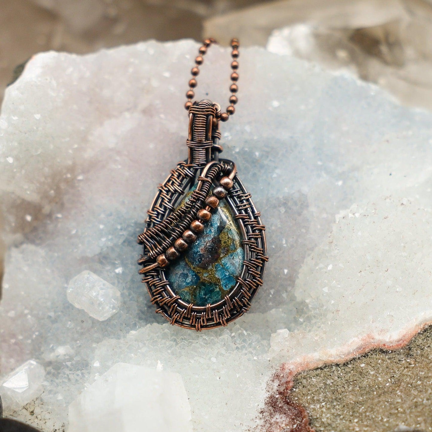 Sea Sediment Jasper Wire Wrap Pendant