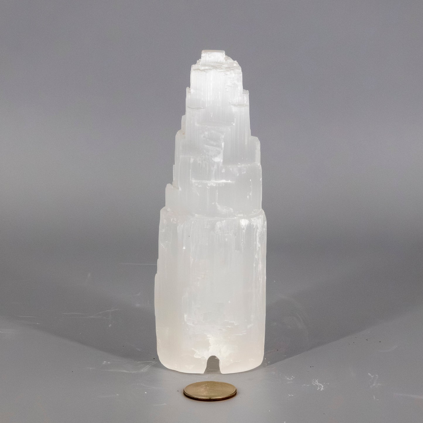 Selenite Carved Tower (drilled for LED light)