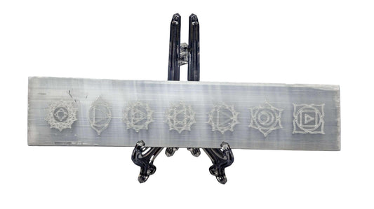 Selenite Crystal 7 Chakra Symbol Charging Plate Etched