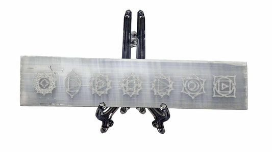 Selenite Crystal 7 Chakra Symbol Charging Plate Etched