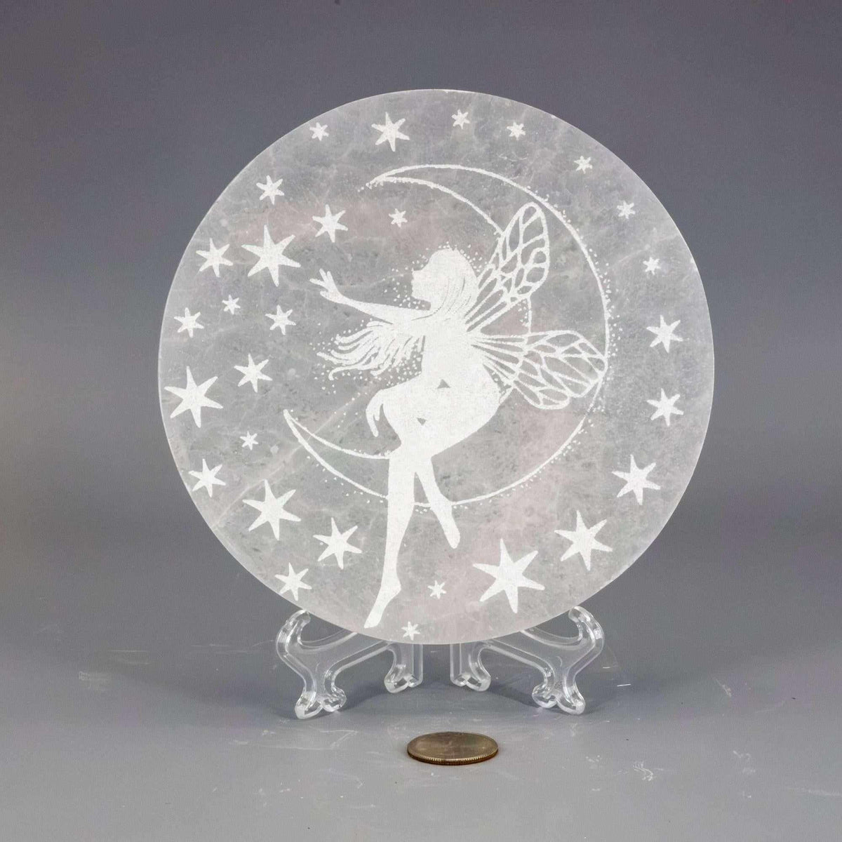 Selenite Crystal Forest Fairy Charging Plate Carved