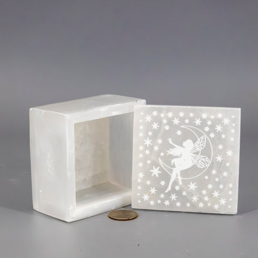 Selenite "Forest Fairy" Jewelry Box