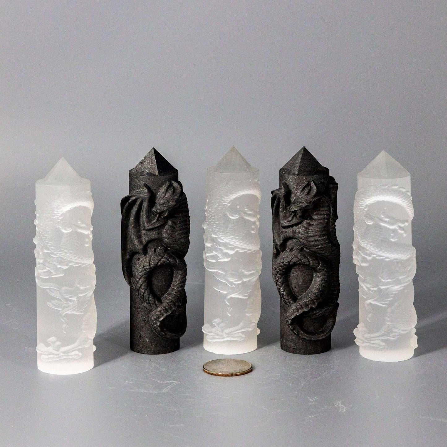 Selenite Shungite CNC Carved Dragon Towers