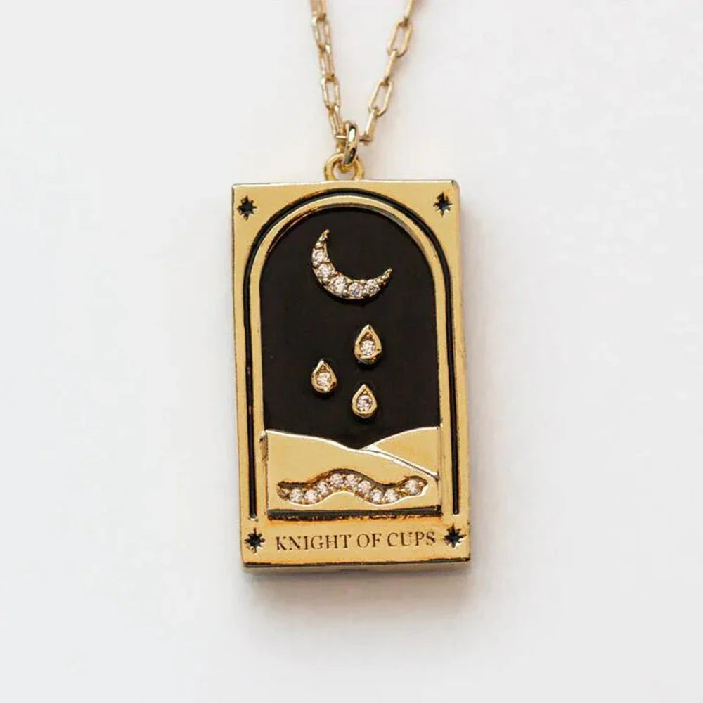 1Pcs Necklace Creative Pendant Tarot Card Elements Sun Star Moon Knight Necklace Pendant Fashion Trendy Accessories