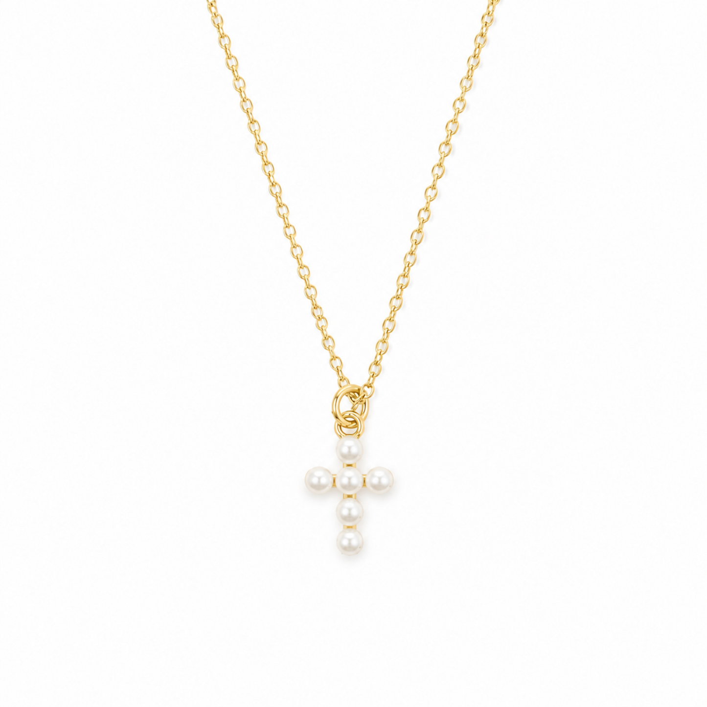 Shell Pearl Cross Necklace