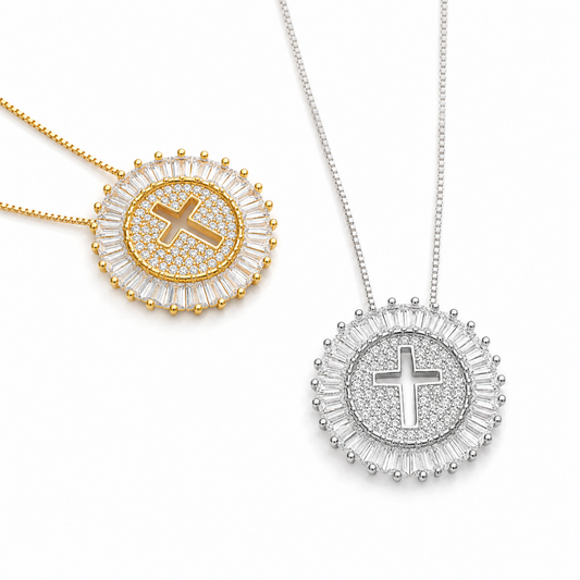 Shine Circle Cross Necklace
