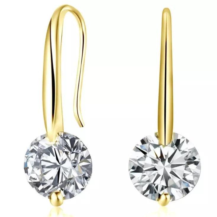 Crystal Dangle Earrings with 1.5 Carat Cubic Zirconia Stone