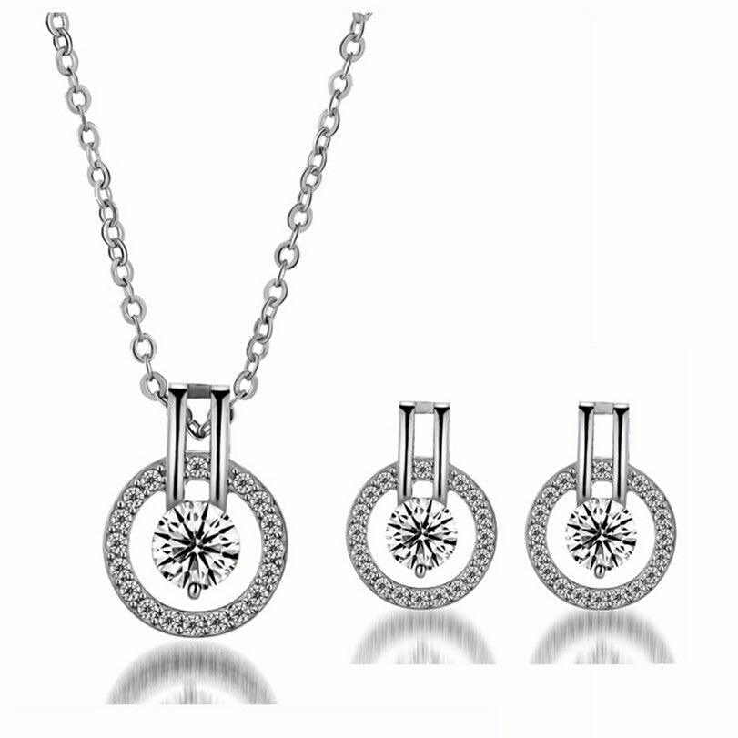 Cubic Zirconia Necklace and Earring Set