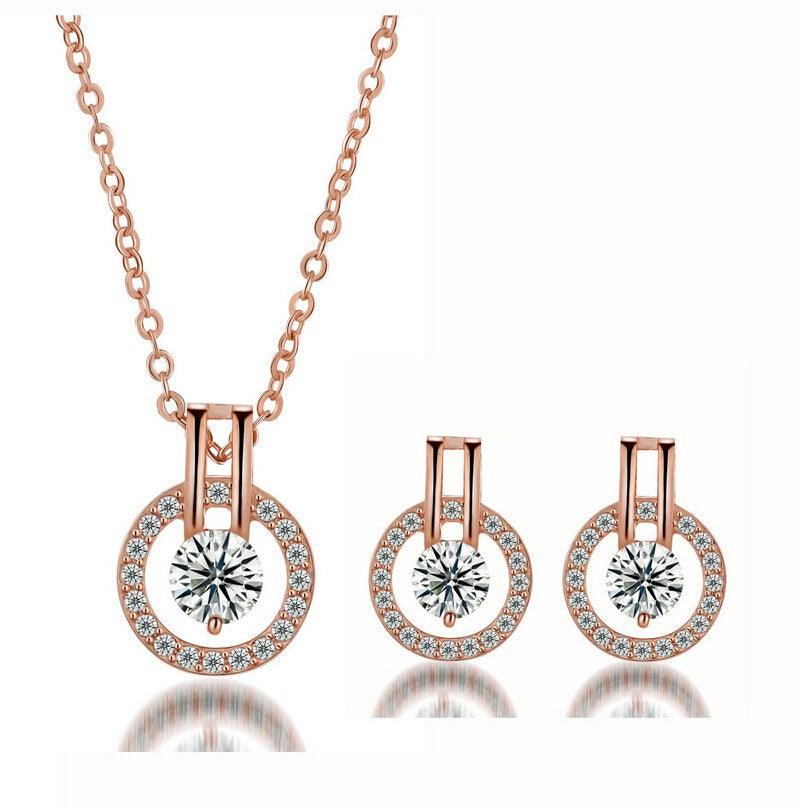 Cubic Zirconia Necklace and Earring Set