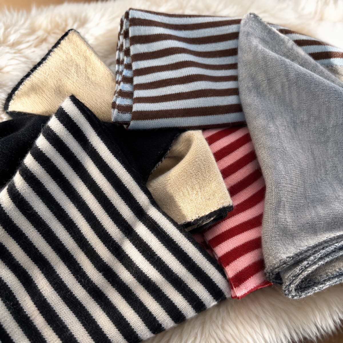 Slim Minimalist Knit Scarf – Two-Tone & Striped
