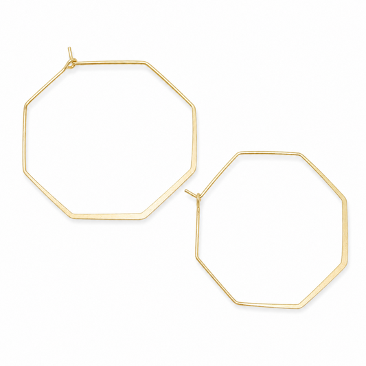 Ellison+Young Smaller Stylish Octagon Wire Hoop Earrings, Matte Gold