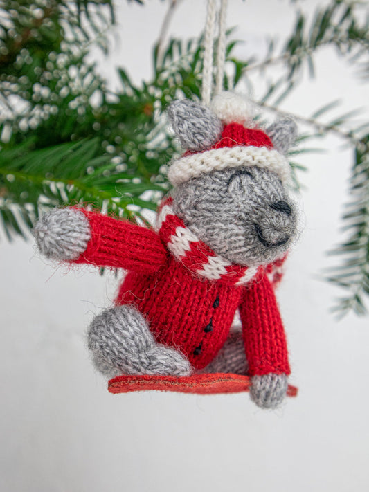Softie Snowboarding Dog Ornament