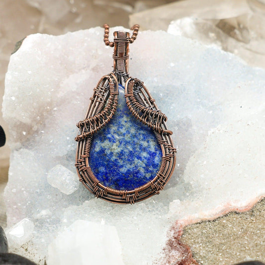 Sodalite Wire Wrap Crystal Pendant - Deep Blue