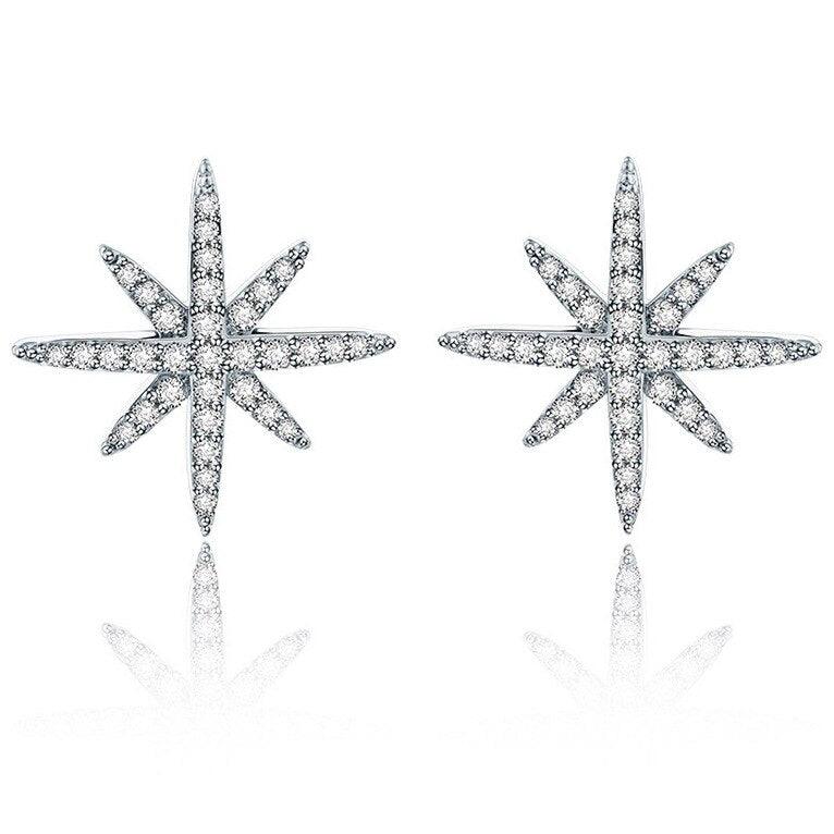 Star Stud Earrings Cubic Zirconia