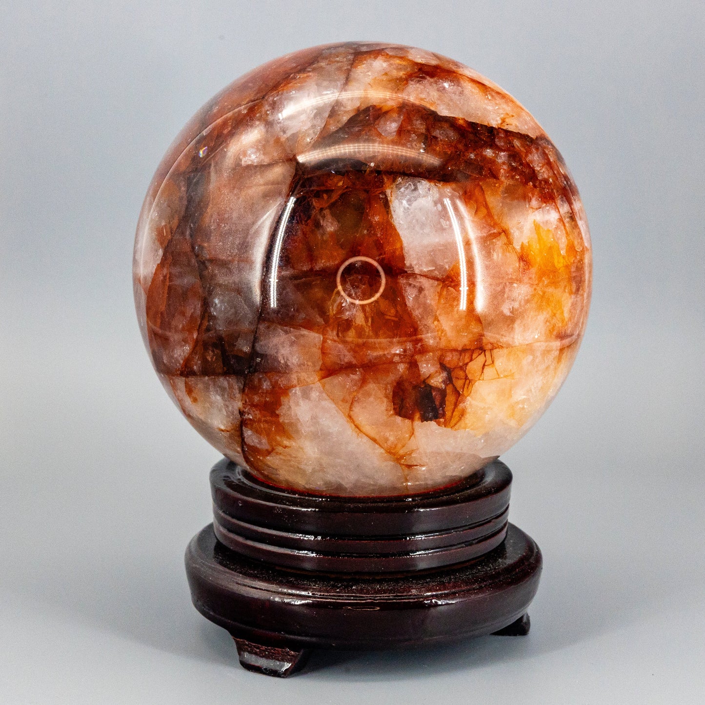 Stunning 15 Pound Hematoid “Fire” Quartz Sphere w/ Stand 158mm