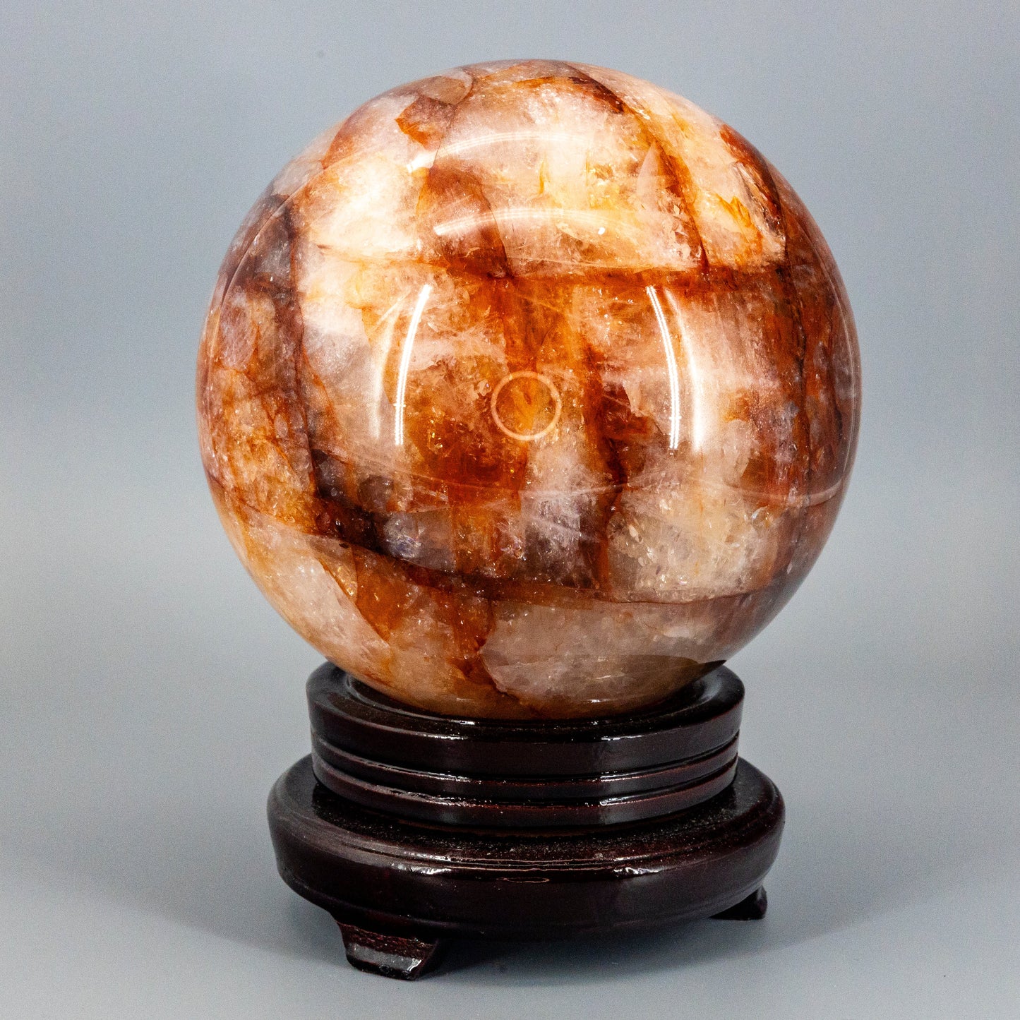 Stunning 15 Pound Hematoid “Fire” Quartz Sphere w/ Stand 158mm