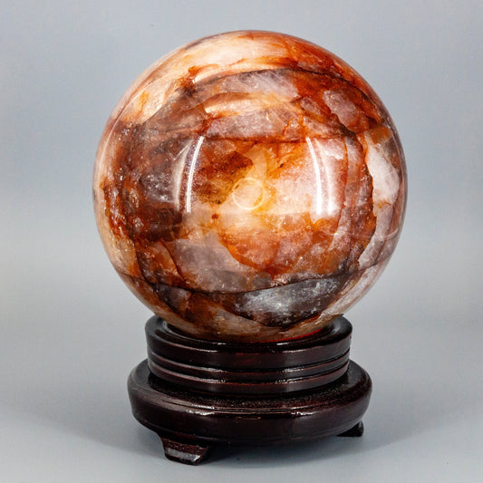 Stunning 15 Pound Hematoid “Fire” Quartz Sphere w/ Stand 158mm