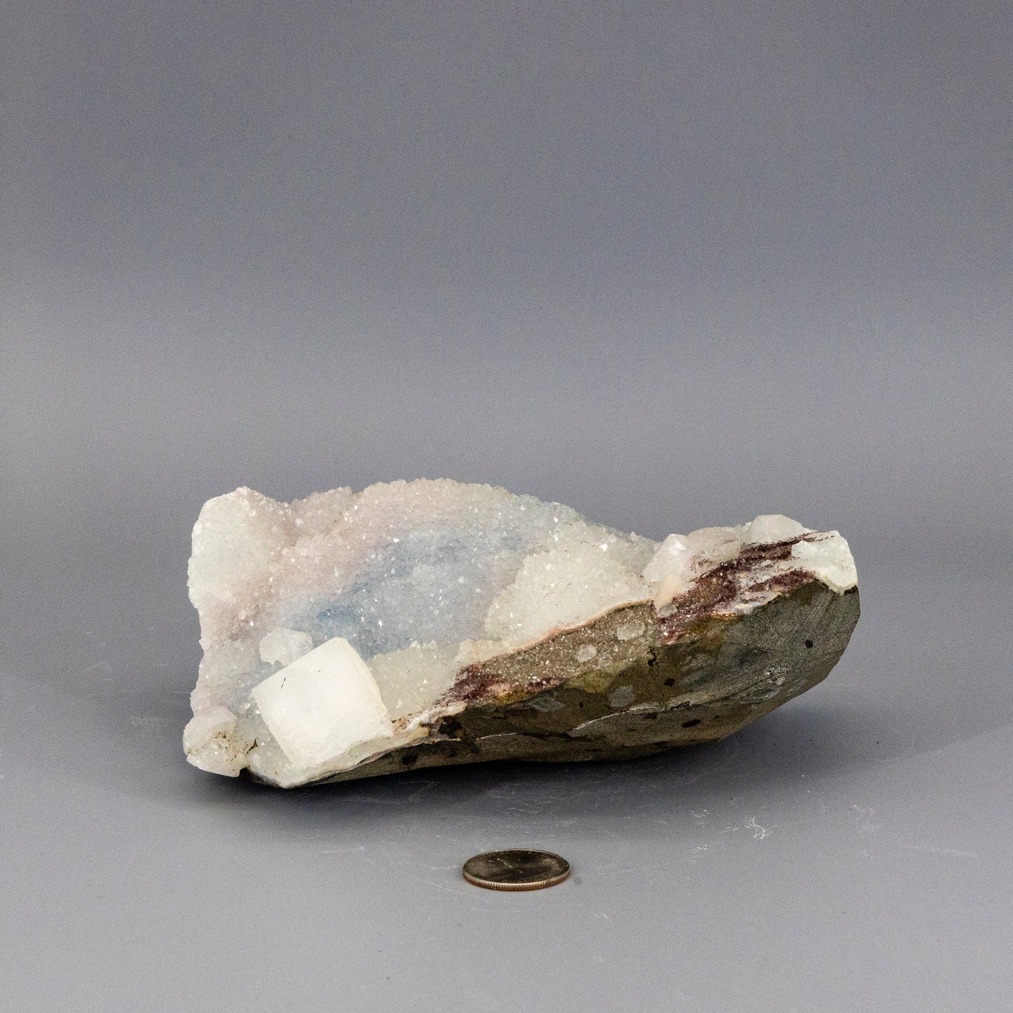 Stunning "Rare" Chalcedony Quartz Cluster With Apophyllite Knob