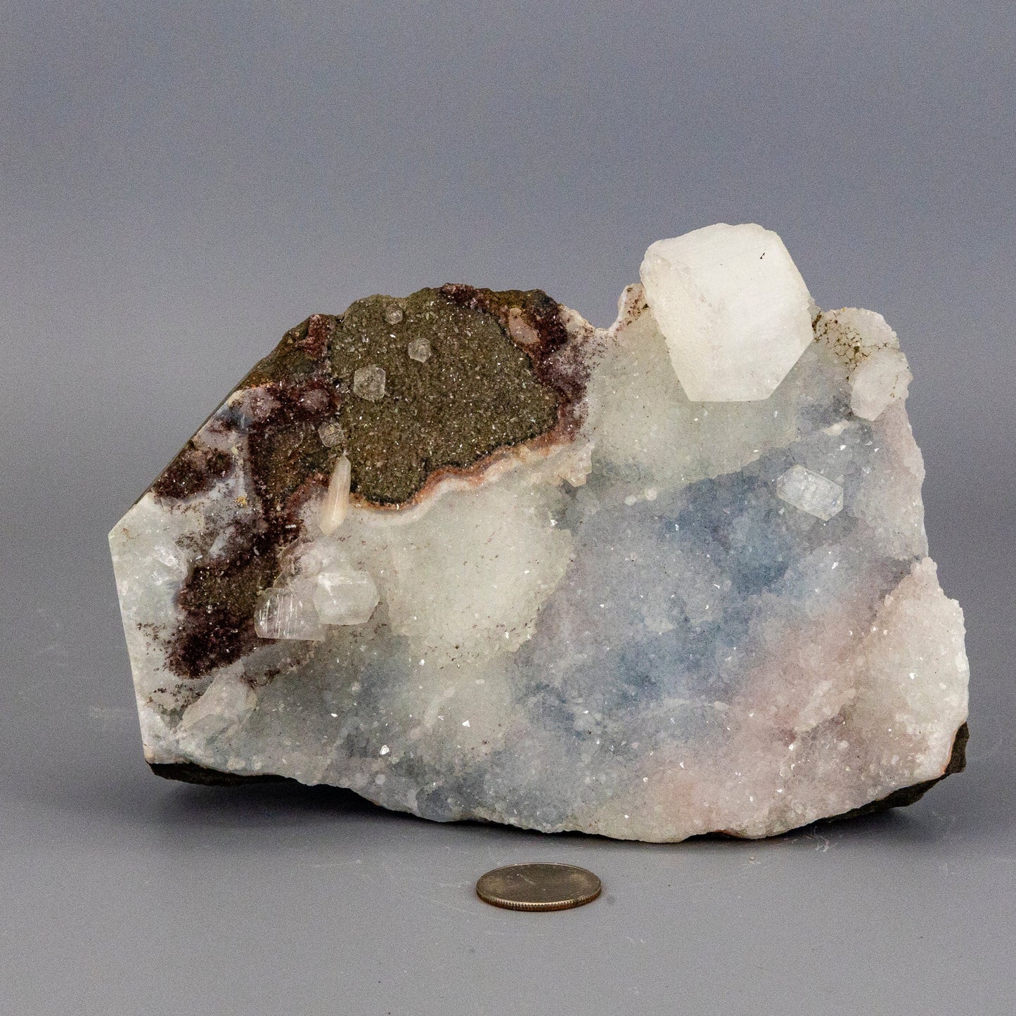 Stunning "Rare" Chalcedony Quartz Cluster With Apophyllite Knob