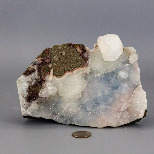Stunning "Rare" Chalcedony Quartz Cluster With Apophyllite Knob
