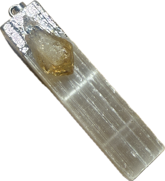 Selenite Pendant with Citrine Activator