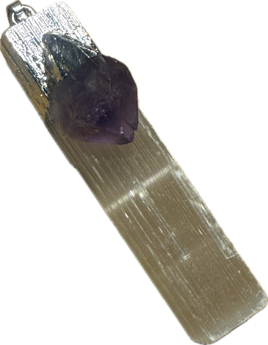Selenite Pendant with Amethyst Activator