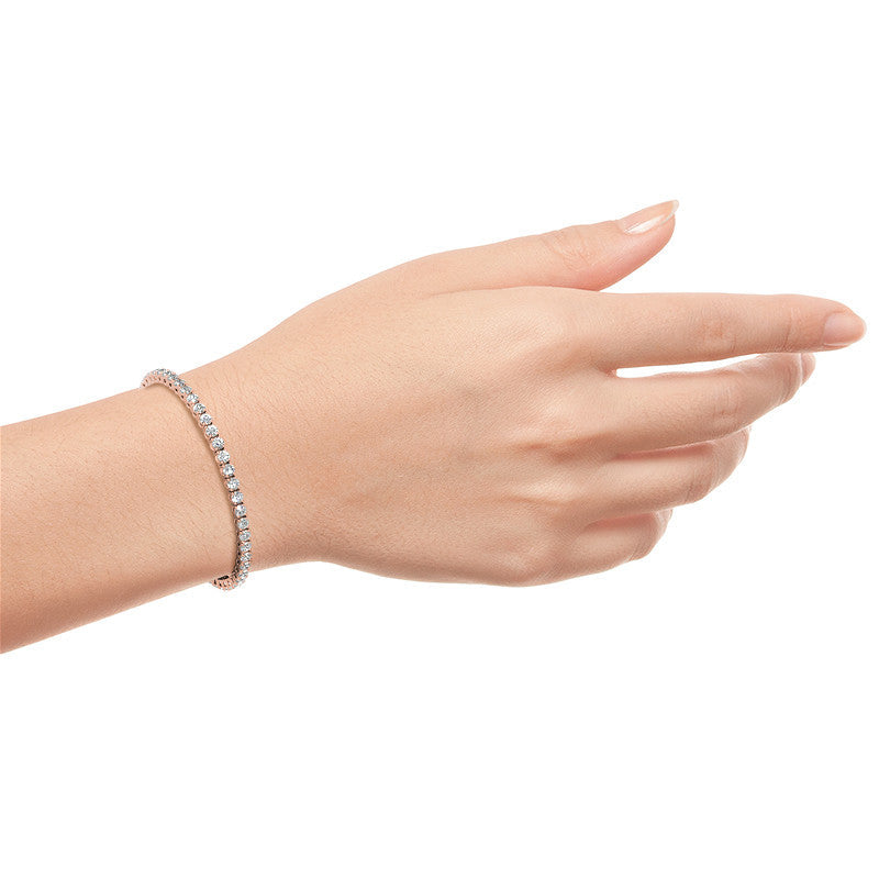 6ctw Created Sapphire Tennis Bracelet - 3mm Stones - 14K Gold Overlay in White, Yellow or Rose Gold