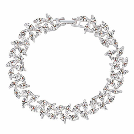 Tennis Bracelet with Marquise Cut Cubic Zirconia