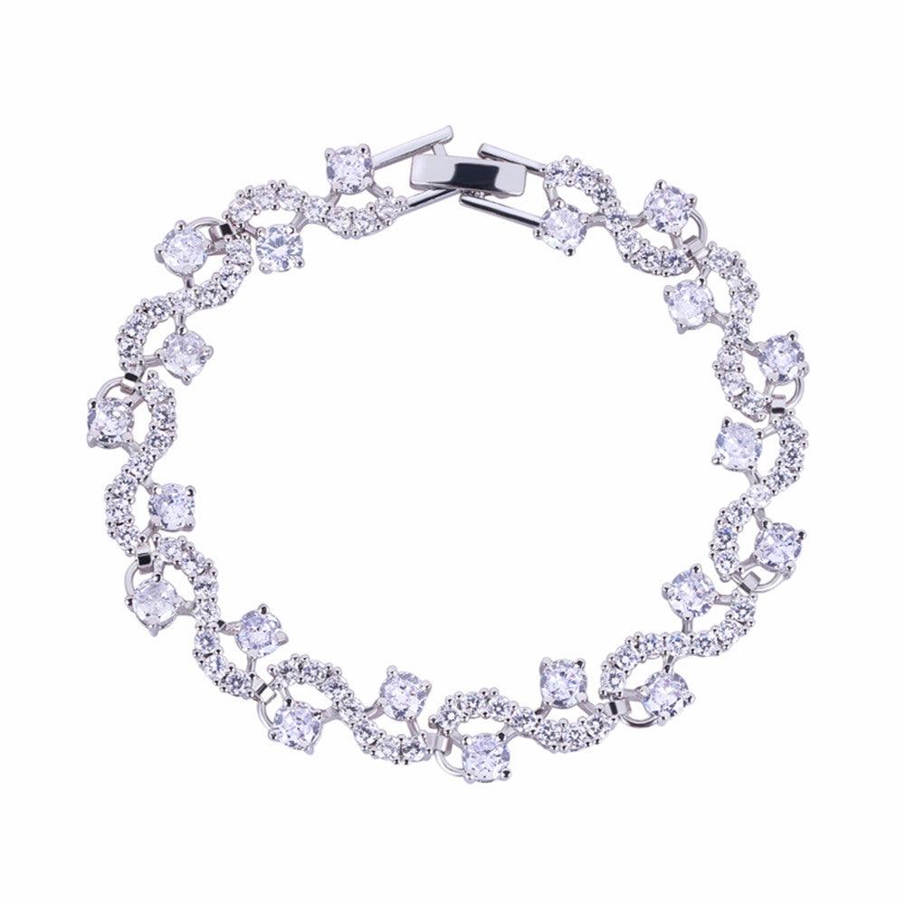 Tennis Bracelet with Round Cut White Diamond Cubic Zirconia