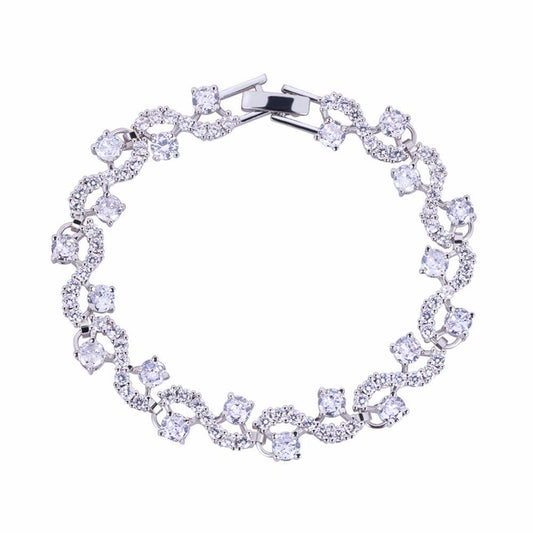 Tennis Bracelet with Round Cut White Diamond Cubic Zirconia