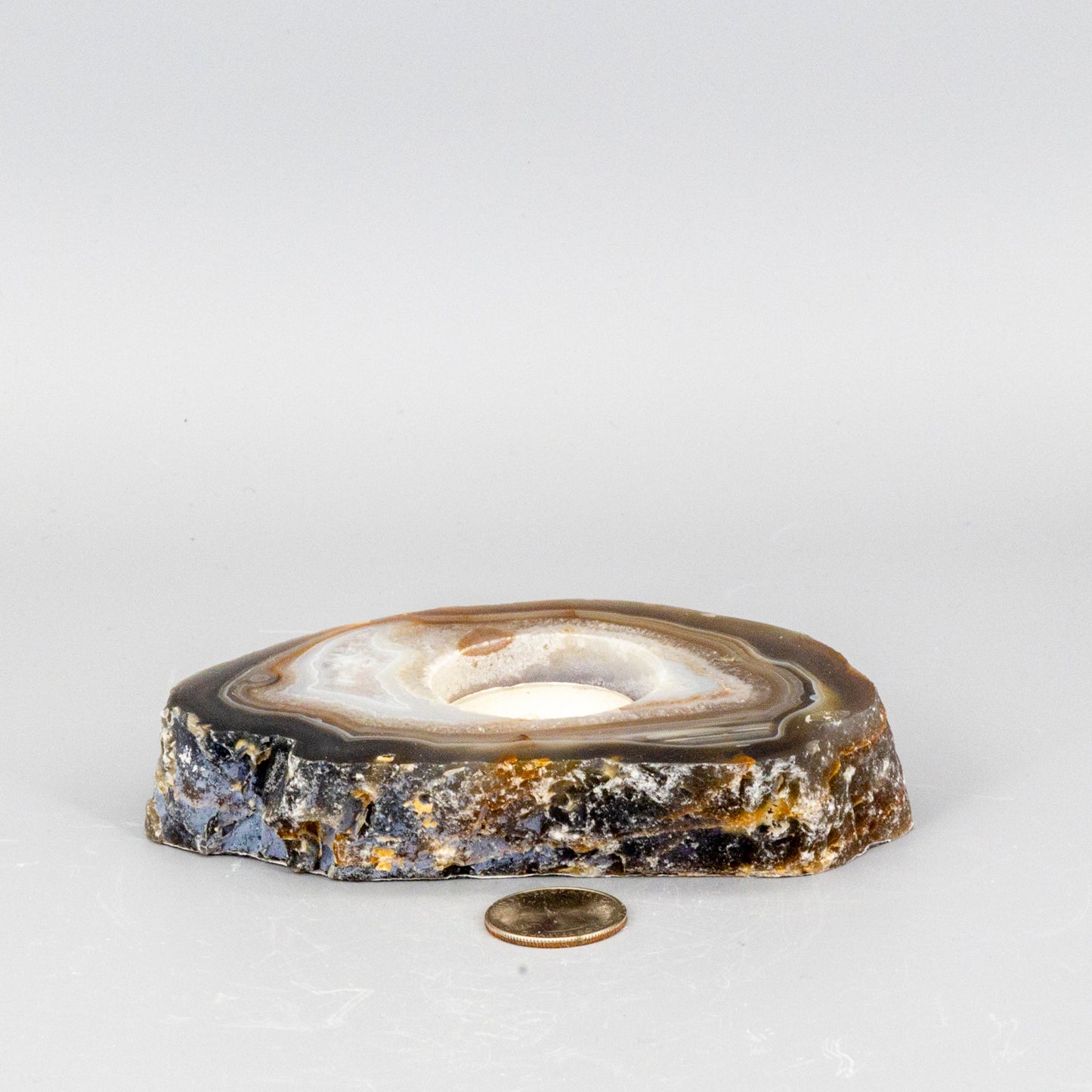 Thick Agate Slice Tea Light Candle Holders