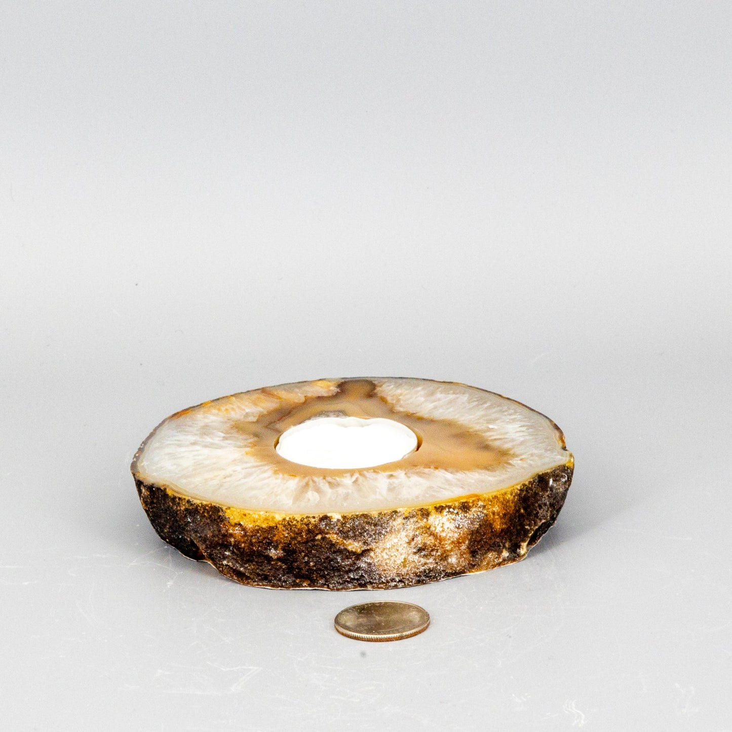 Thick Agate Slice Tea Light Candle Holders