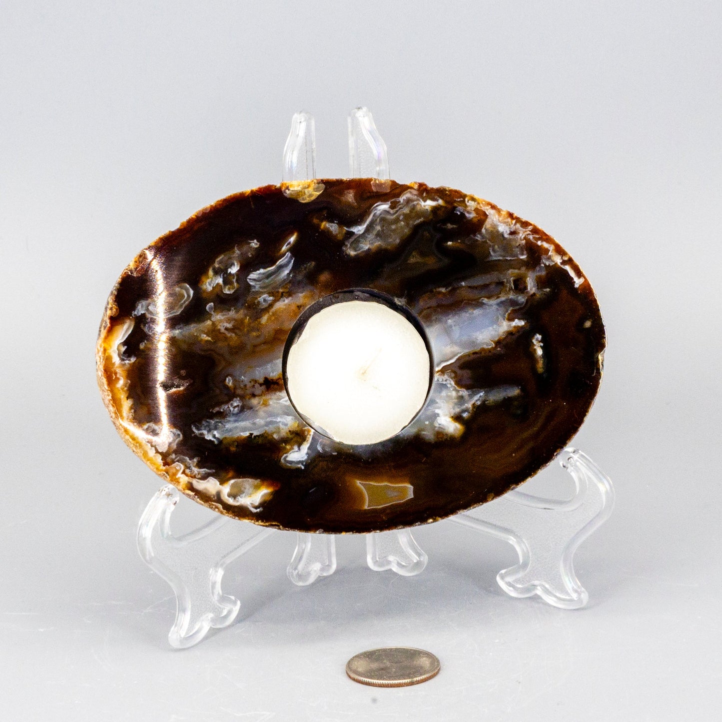 Thick Agate Slice Tea Light Candle Holders