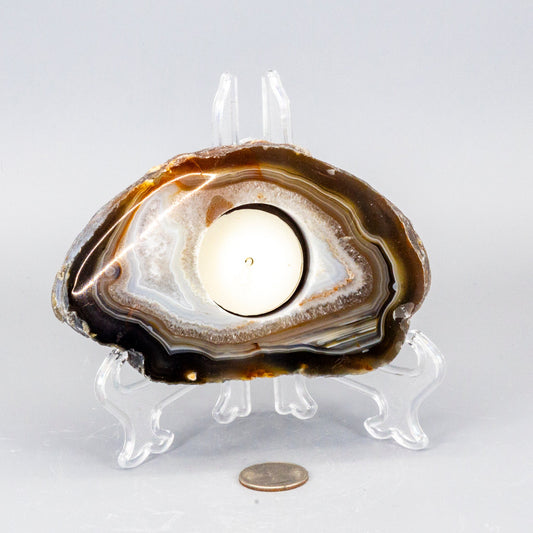 Thick Agate Slice Tea Light Candle Holders